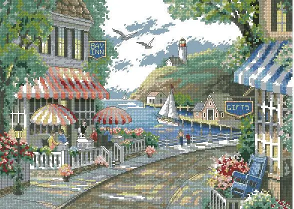 

Top Quality Lovely Counted Cross Stitch Kit Cafe By The Sea Walkside Seaside Cafe DIM 35157