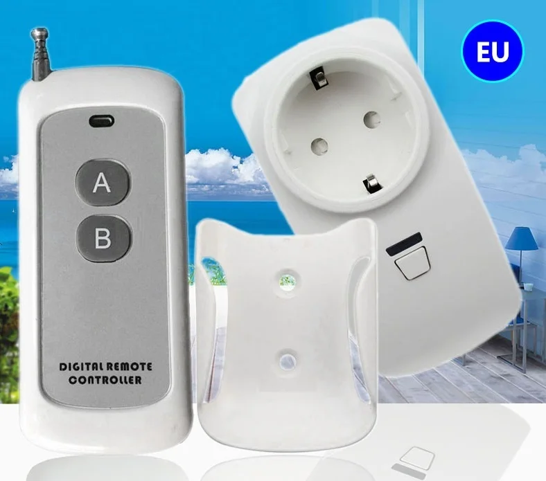 

433MHZ RF Remote control switch socket AC 220v European standard plugs+ 1 remote control with 2 key