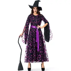 Для женщин Фиолетовый Moon ведьма Хеллоуин костюм