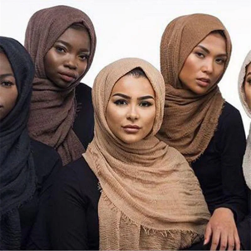 

Woman Soft Hijab Scarf 180*95cm Women Cotton-flax Solid Wrap Muslim Scarves Retro Tassels Plain Shawl Pashmina Muffler Poncho