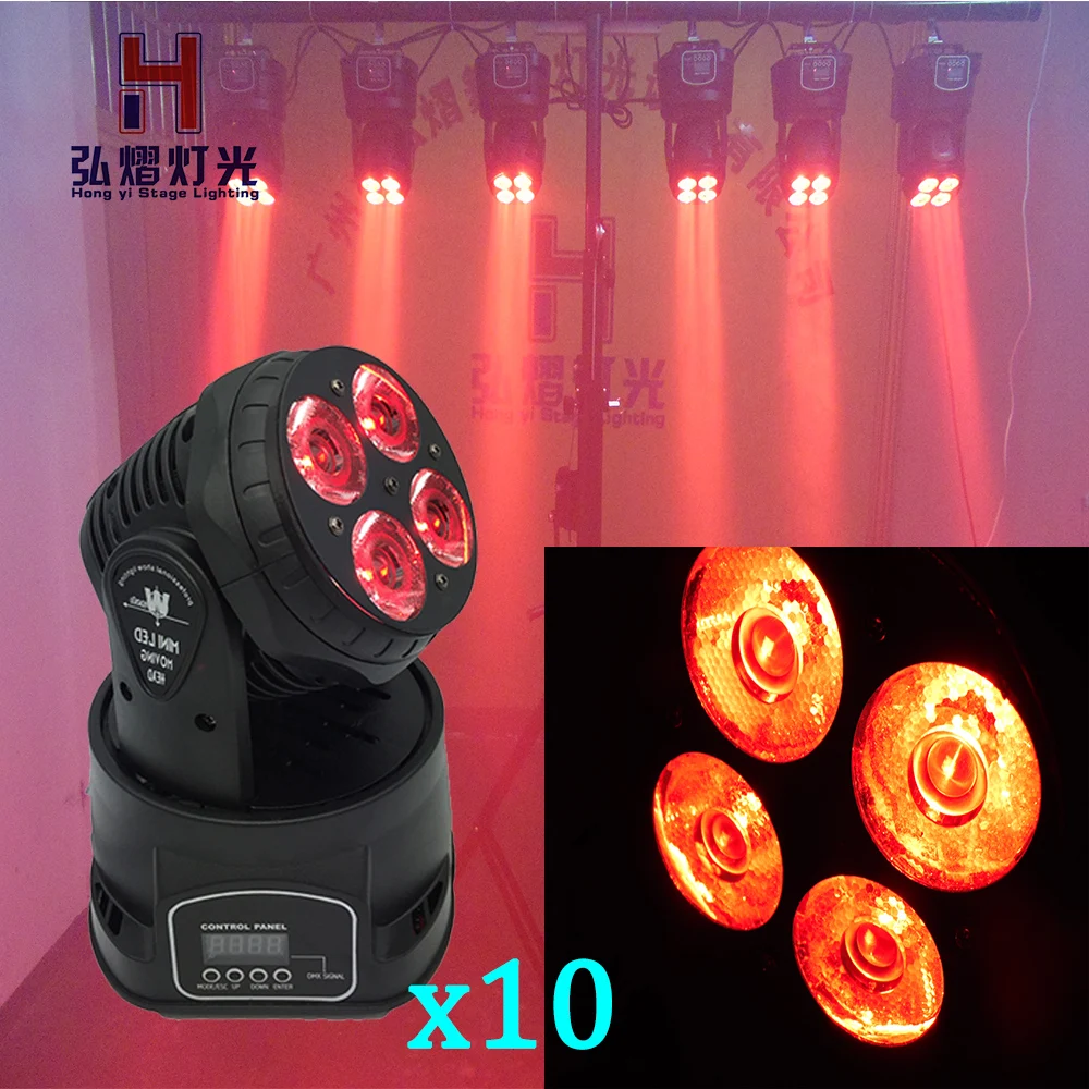 

10 pcs/lot professional colorful LED Moving Head Mini wash beam 4x20w stage light for DJ