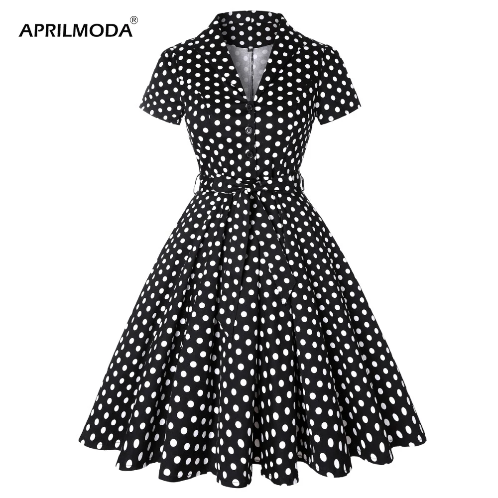 

Polka Dot Black Red 50s 60s Tunic Runway Winter Dress Christmas Rockabilly Vestidos Plus Size Big Swing 4XL Retro Vintage Dress