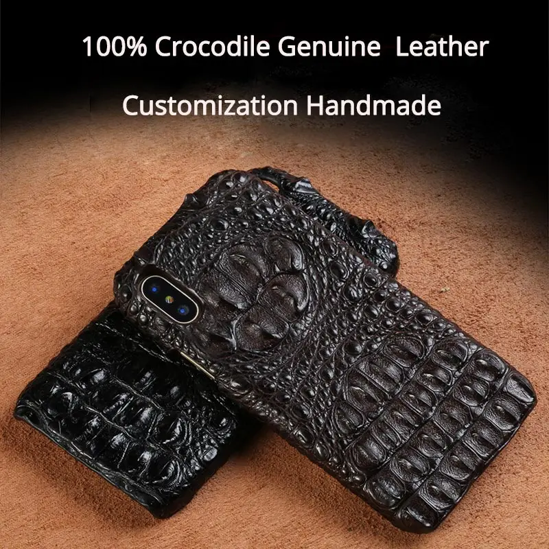 

LANGSIDI 100% Original Crocodile Real Leather Case for iPhone X 8 7 6S 6 Plus Luxury Custom Handmade Genuine Leather Back Cover