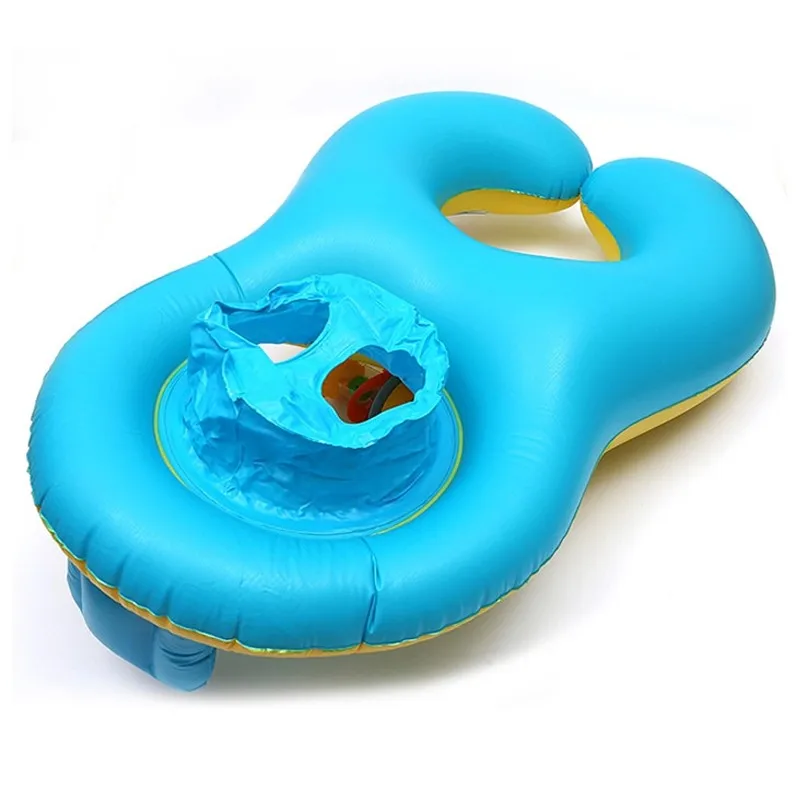 Inflatable baby swimming neck ring mother child swim circle double swim float seat