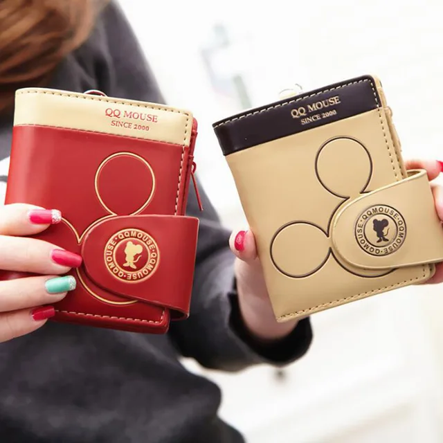 Women small wallet cartoon mickey cute coin purse hasp card holder womens wallets and purses female wallets famous brand 6