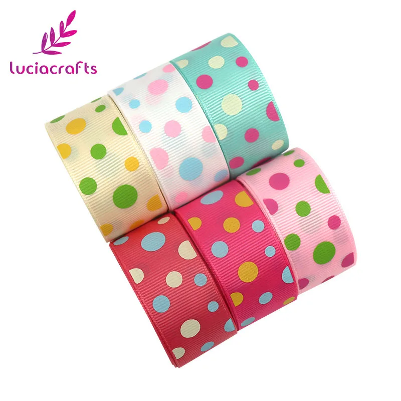 Lucia crafts 25 мм в горошек корсажные ленты шитье скрапбукинг DIY вечерние головные уборы упаковочные материалы S0701 - Цвет: Mixed colour 6 yards