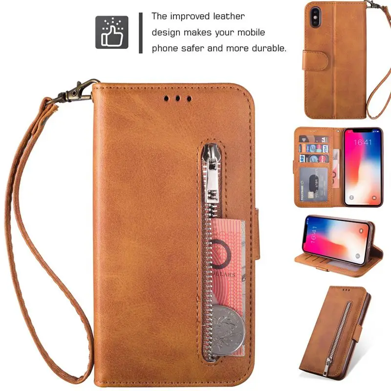 Flip Leather Wallet Case Cover Imitation Cowhide Zipper Card Slot For iPhone 13 12 11 Pro Max XR XS MAX X 6 6S 7 8 Plus SE2020 11 phone case