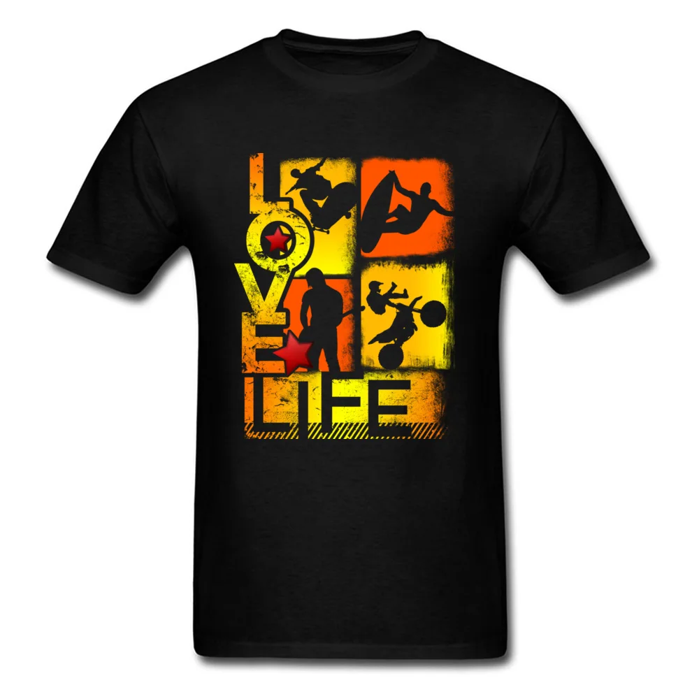 Мужская футболка Love Life черная с экстремальным приключением приталенная