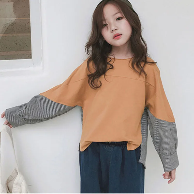 

baby big girls long sleeve hoodie clothes kids striped patchwork sweatshirts children tops clothing sweatshirts for girl 10 12 Y