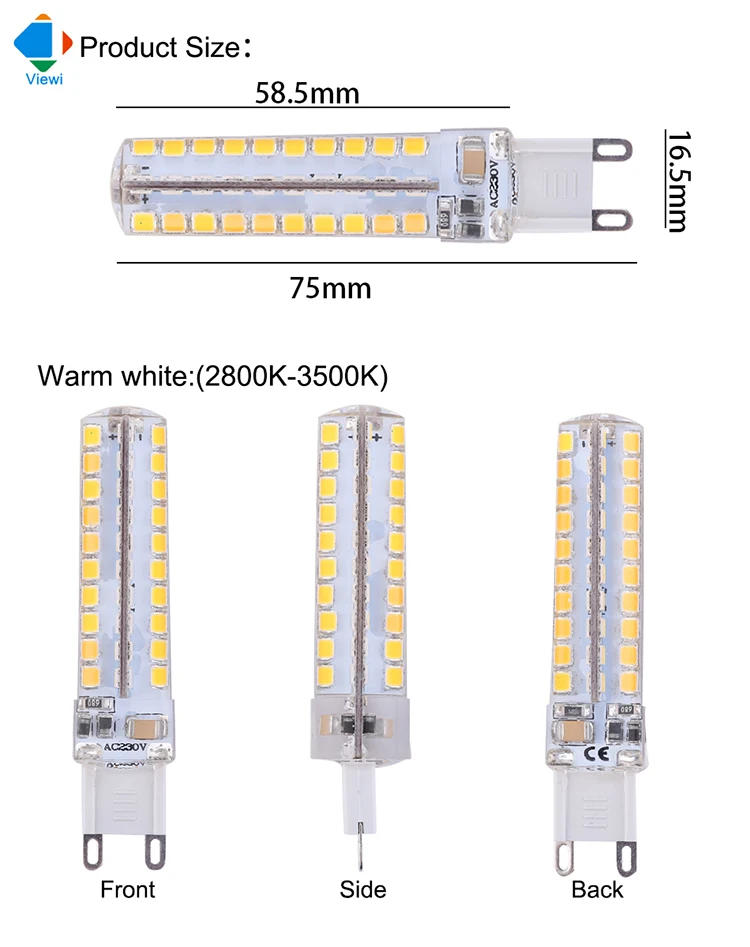 Viewi 10x ampolletas g9 220 В 110 В свет затемняемый 6 Вт 7 Вт 8 Вт диммер лампы 2835 64 72 80 светодиодов люстра заменить галогенные фонари