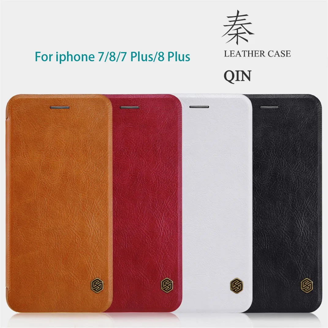 iphone 8 plus wallet case For iphone 7 8 Flip Case iphone 7+ 8+ PLUS Cover Nillkin Qin Vintage Leather Card Pocket Flip Cover For iphone 8 Phone Bags iphone 8 leather case