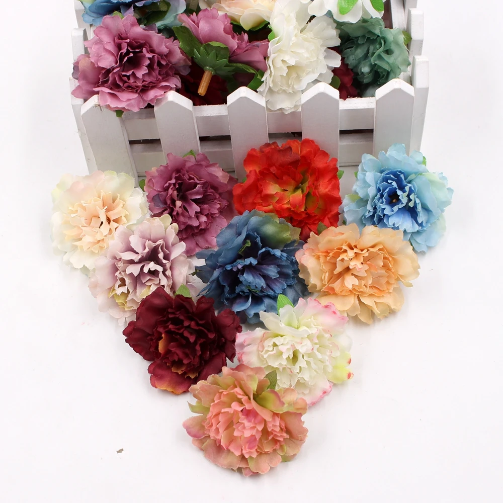 

10pcs/lot 5cm Artificial Silk Carnation Flower Head Wedding Ring DIY Artificial Flowers Party Wedding Garden Decoration