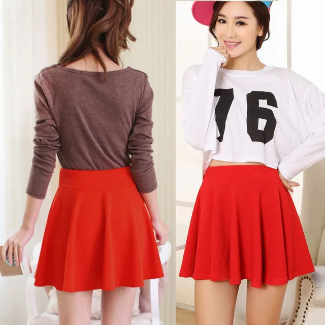 Women Girls Sexy High Waist Short Skater Mini Skirt Pleat Skater Mini ...