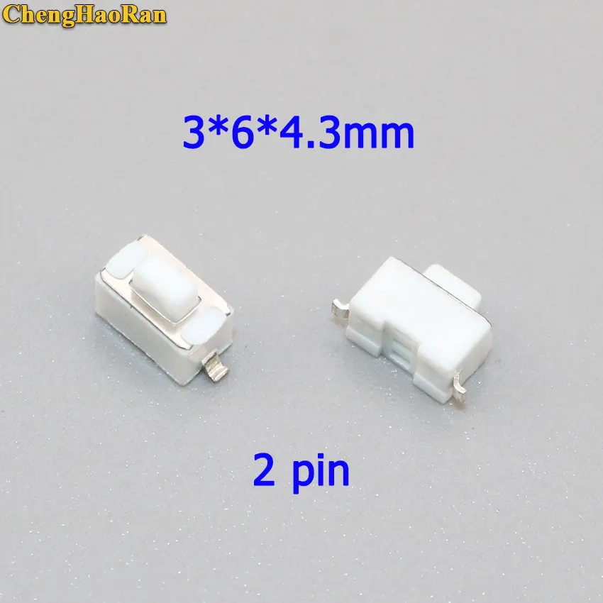 

ChengHaoRan 20 pcs 3 * 6 * 4.3mm 2pin SMD Tact Button Switch Micro Touch Switch 3x6x4.3 H White Button