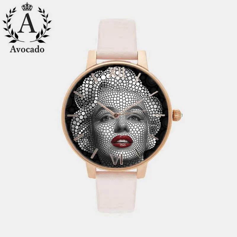 

Avocado Marilyn Monroe Wrist Mad Hatter Elvis Presley Watches Women Fashion Quartz Watch Relogio Feminino
