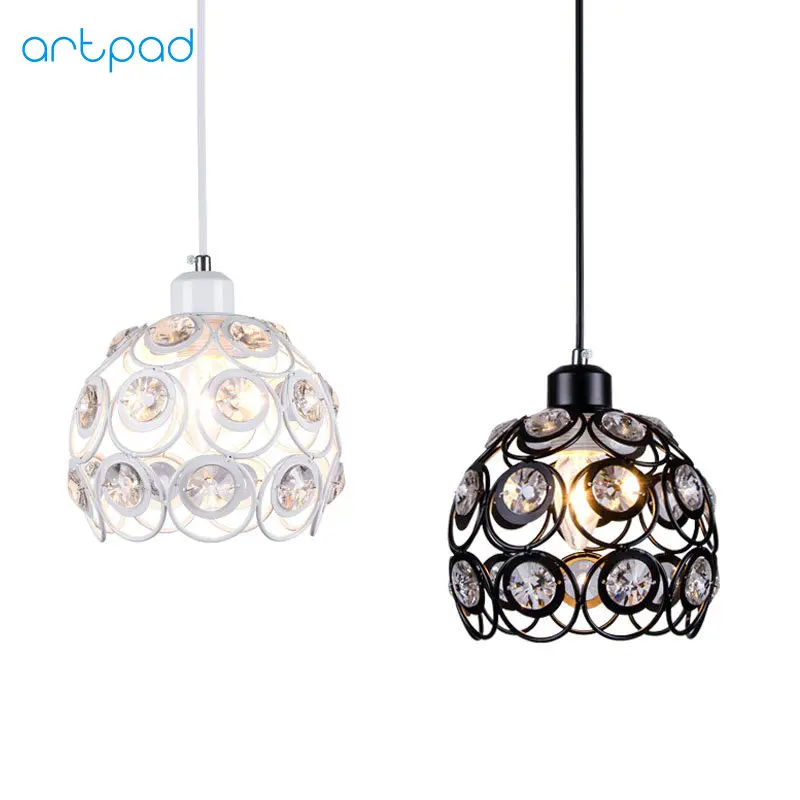 

Artpad White Black Modern Crystal Pendant Lights AC110V-220V Metal E27 LED Suspension Lamp For Dining Room Living Room Luminaria