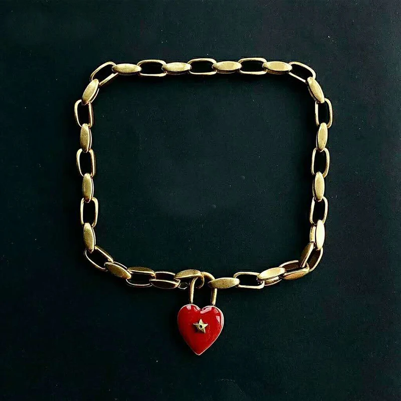 

New Tiny Heart Necklace for Women SHORT Chain Heart Shape Pendant Necklace Gift Ethnic Bohemian Choker Necklace drop shipping