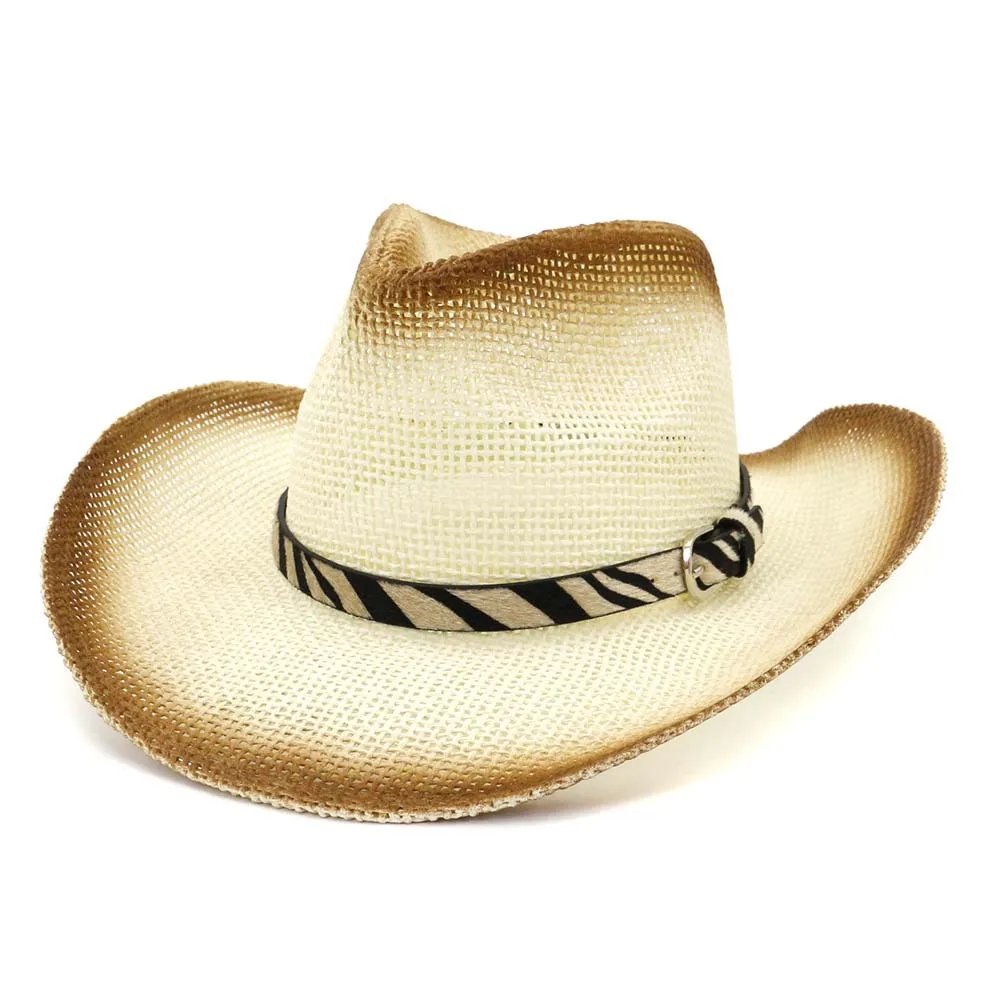 Cowboy Man Sun Hat Summer Straw Panama Casual Beach Wide Brim Outdoor Cap Accessory (11)