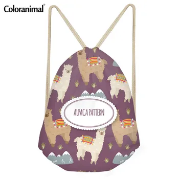 

Coloranimal 3D Animal Alpaca Print Women Drawstring Bag Large Shoes Backpack Teenager Girl Casual School Bag Cinch Sack Storage