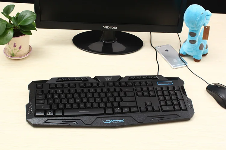  New Red/Purple/Blue Led Backlight USB Wired Laptop PC Pro Gaming Keyboard Mouse Combo for LOL Dota 
