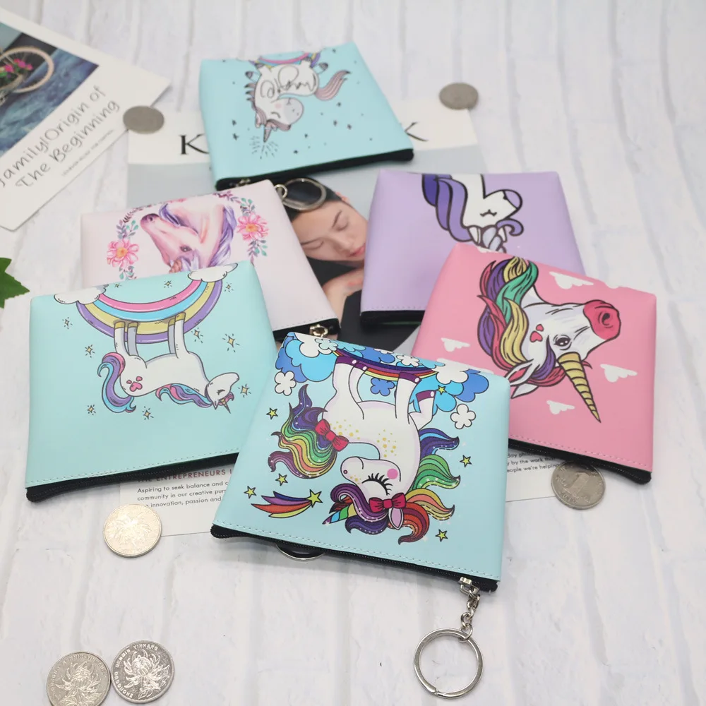 12pcs Unicorn Coin Purse Women Wallet PU Pouch Wallet Female Zipper