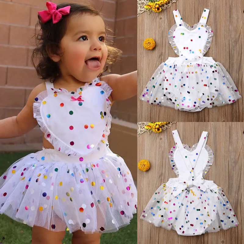 

Fashion Sequin Newborn Infant Baby Girl Jumpsuit Tulle Tutu Romper Dress Outfits Sunsuit