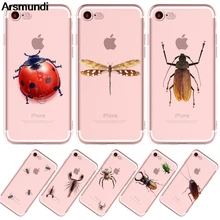 Arsmundi 2018 новый милый насекомых животного Телефонные чехлы для iphone 4S 5C 5S 6 6 S 7 8 Plus X случае crystal Clear Мягкие TPU крышка Чехол