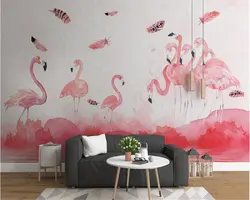 Beibehang пользовательские flamingo арт обои скандинавском стиле Супер Шелковистые обои спальня столовая гостиная фон папье peint