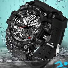 SANDA часы мужские часы лучший бренд класса люкс двойной дисплей цифровые военные часы водонепроницаемый дизайн светодиодный дисплей наручные часы для мужчин