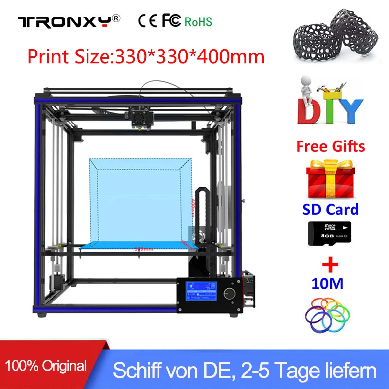 

High-precision Tronxy X5S 3D Printer Kit Metal Large printing size Desktop 3d DIY Kit Aluminium Profile Frame 12864P LCD Screen