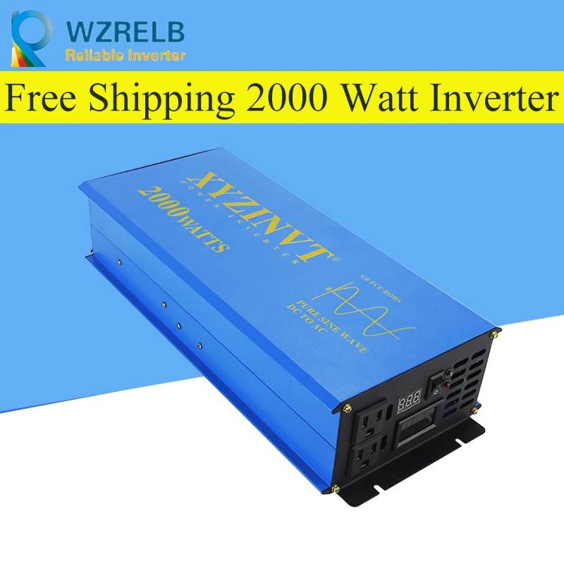 

Peak Full Power 2000w Pure Sine Wave Solar Power Inverter Dc 12v 24v 48v Converter Solar power inverter with Dual Display