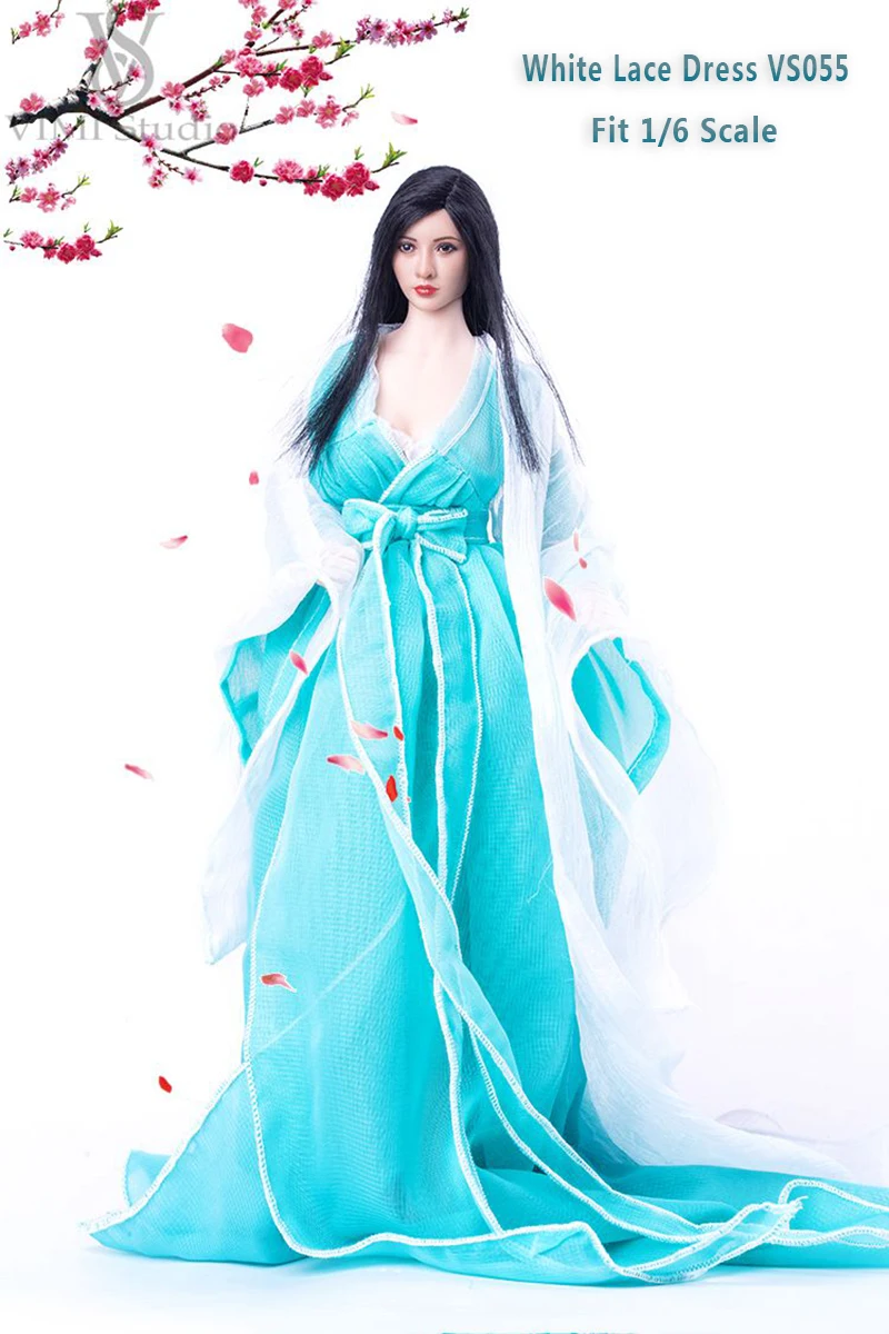 

1/6 Female White Lace Dress VS055 Light Blue Bowknot Costume Dress Suit For 12" Phicen HT Jodoll TTL TOYS Doll Action Figure