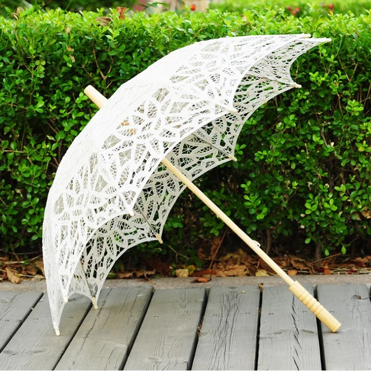Free Shipping 100 Handmade Cotton Lace Wedding Parasol Elegant Sun