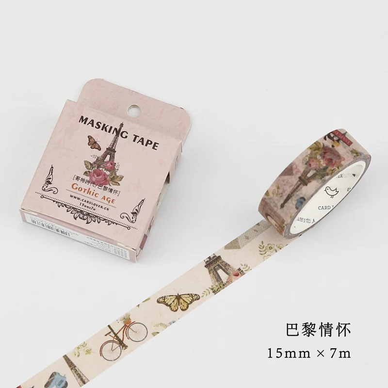 

15mm wide vintage style reminisce Paris memory travelling decoration washi tape DIY diary planner scrapbook masking tape
