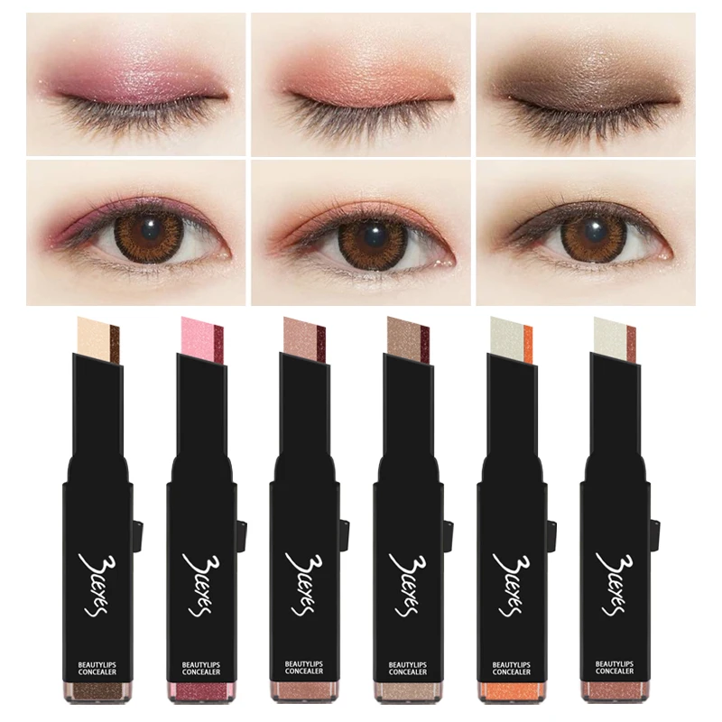 

NAQIER double color eye shadow stick Makeup Shimmer Matte pencil eyeshadow Earth Color Eyeshadow Palette Cosmetic lazy shadow