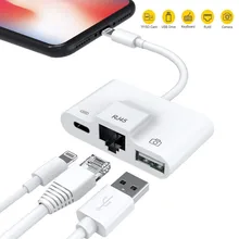 Переходник с Lightning на Ethernet премиум-класса, проводной сетевой USB-кабель RJ45 LAN для считывания камер, компактный дорожный для iPhone/IPad