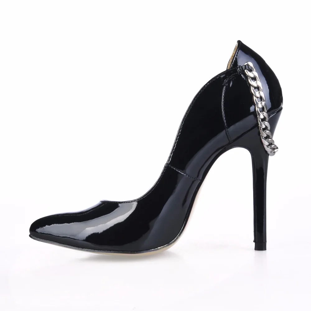 

Salto Alto Zapatos Mujer Tacon New Women Mujer Pointed Toe Chain Prom Work Super Heels High Heel Shoes For Ladies Pumps 0640-d