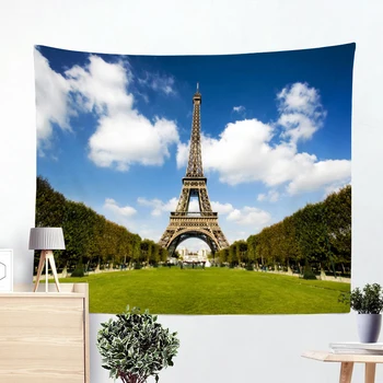 

France Paris Tower Bridge Tapestry London Big Ben Wall Hanging Arc De Triomphe Ethnic Modern fashion Decor Blanket Polyester