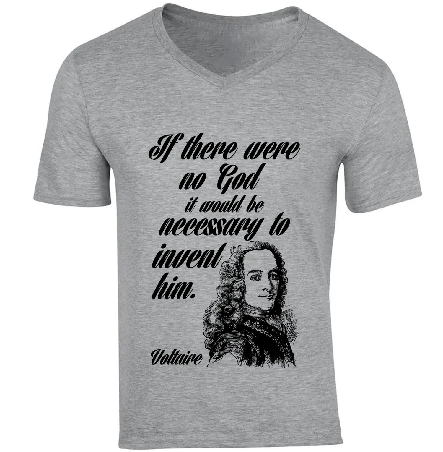 VOLTAIRE GOD QUOTE-новая хлопковая серая футболка 2018 harajuku Лето куртка кожаная | Мужская