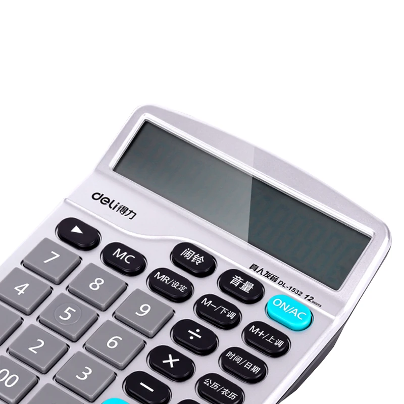واحد قطعة ديلي 1532 نوع مكتب التجارية حاسبة صوت حقيقي 12 أرقام شاشة LCD كبيرة حاسبة مع إنذار التقويم واحد قطعة ديلي 1532 نوع مكتب التجارية حاسبة صوت حقيقي 12 أرقام شاشة LCD كبيرة حاسبة مع إنذار التقويم
