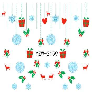 WUF 1 Sheet Christmas Design DIY Decals Nails Art Water Transfer Printing Stickers Accessories For Nails Salon 2159