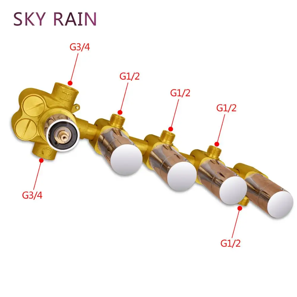 SKY RAIN Bathroom Multi Function 5 Handle Round Knobs High Flow Valve For Shower Set SKY RAIN Bathroom Multi Function 5 Handle Round Knobs High Flow Valve For Shower Set