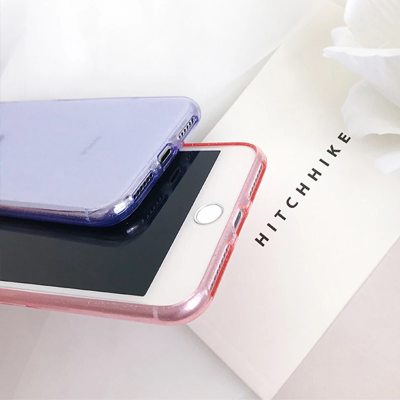 LACK Clear Bling Glitter Soft Phone Case For iPhone X Cases For iPhone 6 6S 7 8 Plus Fashion TPU Bling Powder Back Cover Fundas