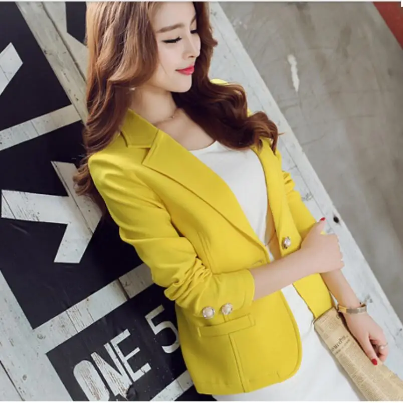 

2018 New Fashion Spring summer Women Slim Suit Blazer Coat Female Casual Jacket Long Sleeve One Button Lady Blazers Solid B477