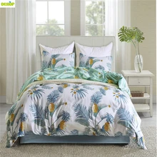 

DEKOP Bedding Set Queen Plant Pattern Comforter Bedding Sets King Size Satin Duvet Cover Flower Bed Set Luxury Home Textile
