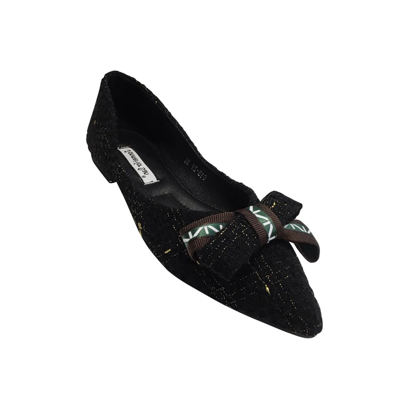2019 spring new flat bottom shallow pointed single shoes female bow wild soft bottom casual shoes