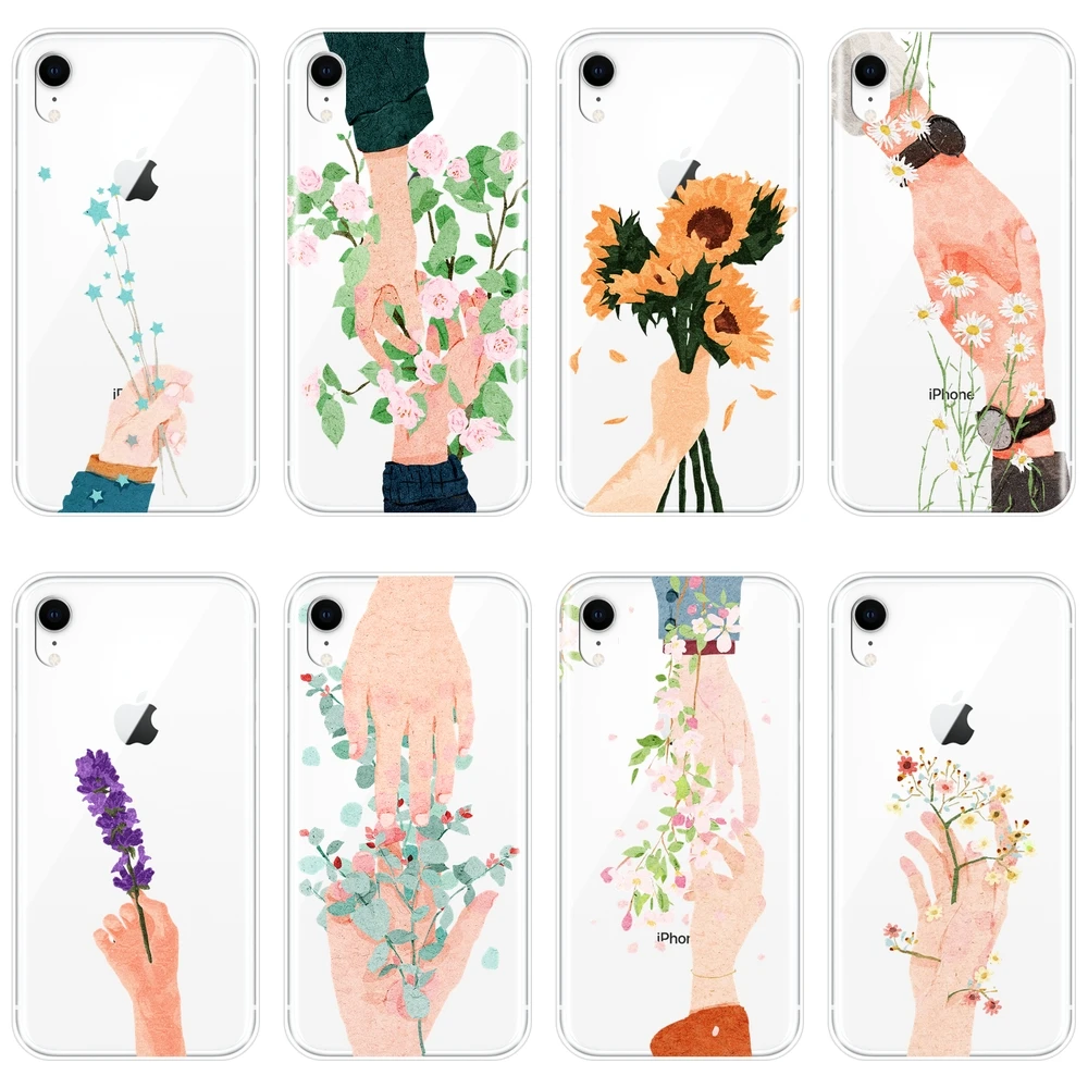 

TPU Phone Case For Apple iPhone 6 S 6S 7 8 X XR XS Max Soft Silicone Art Flower Sunflower Back Cover For iPhone 6 S 6S 7 8 Plus
