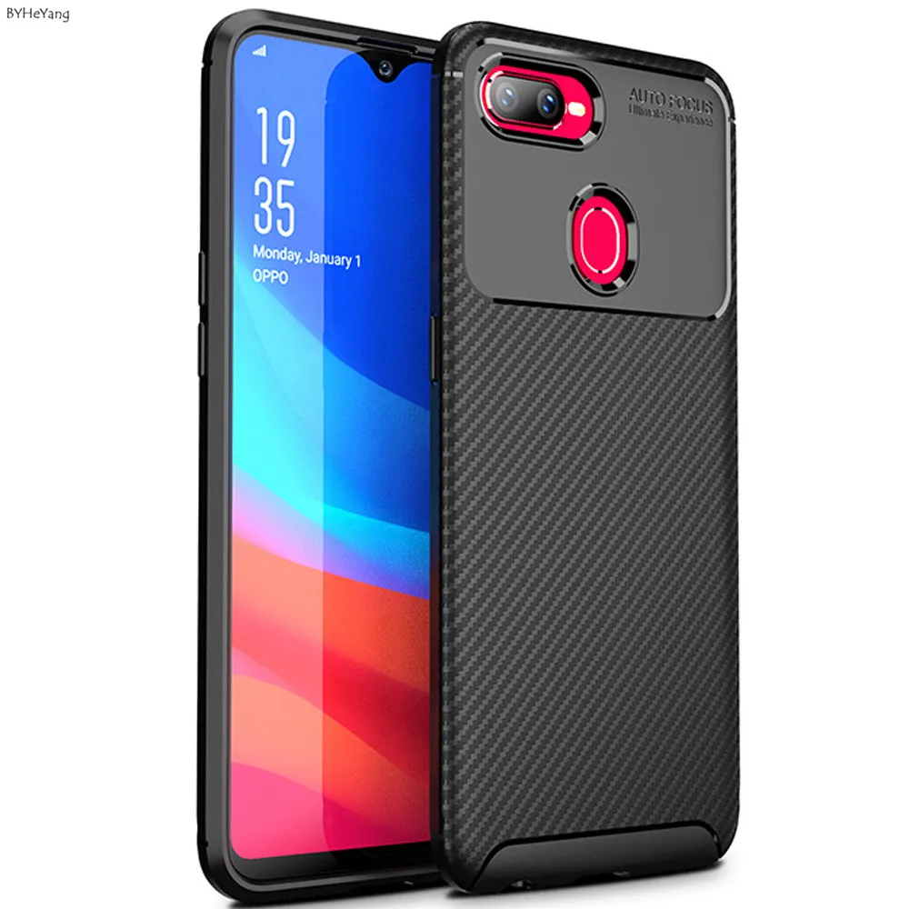 BYHeYang Cover For OPPO Realme U1 case Heavy ShockProof Brushed Carbon Fiber Soft TPU Back Coque F9 F 9 Full capa |