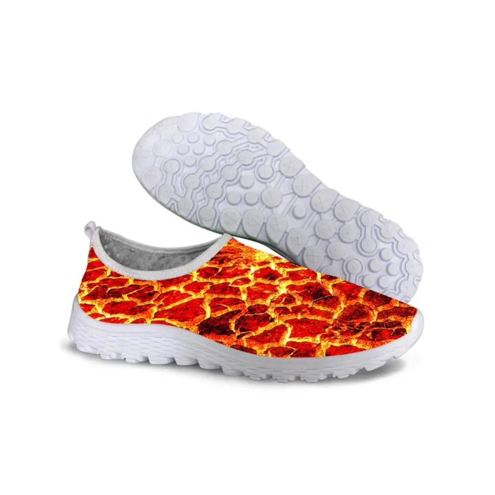 

ThiKin Summer Roaring Flames Pattern Men Mesh Shoes Fashion 3D Design Loafers Beach Casual Footwear Slip On Flats Sneakers