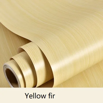 ПВХ Виниловая контактная бумага для кухонных шкафов, наклейки на двери шкафа, водонепроницаемые самоклеющиеся обои - Цвет: Yellow fir